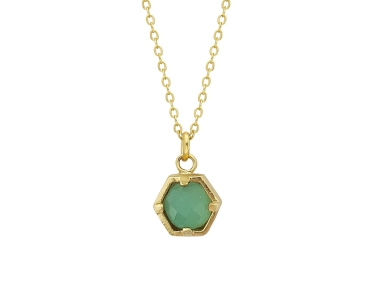 Necklace made from brass, goldplated, aqua Chalcedony