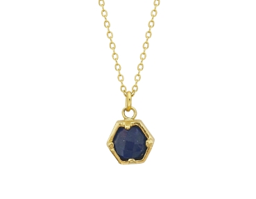 Necklace made from brass, goldplated, Lapislazuli