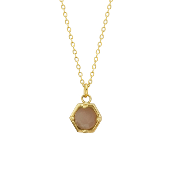 Kette aus Messing, vergoldet, Rosenquarz