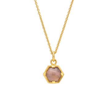 Necklace made from brass, goldplated, Rosequartz