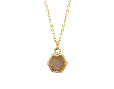 Necklace made from brass, goldplated, dustypink Cateye