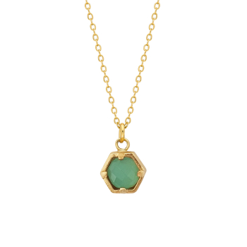 Kette aus Messing, vergoldet, Aquachalcedon