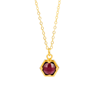 Necklace made from brass, goldplated, red Jade