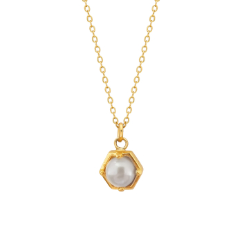 Kette aus Messing, vergoldet, Perle
