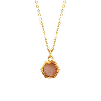Necklace made from brass, goldplated, dusty pink Cateye