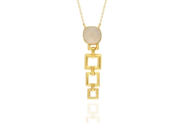 Kette aus Messing, vergoldet, Chalcedon