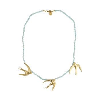 Kette aus Messing, vergoldet, himmelblauer Achat