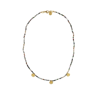 Kette aus Messing, vergoldet, Chalcedon