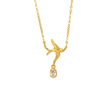 Kette aus Messing, vergoldet, weißer Kristall