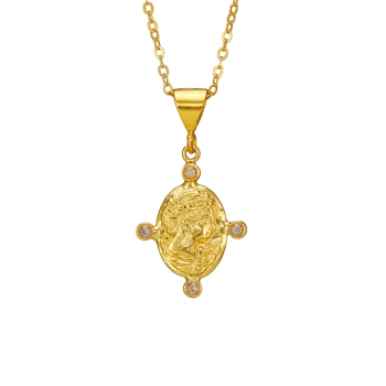 Kette aus Messing, vergoldet, weiße Kristalle