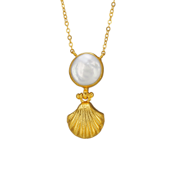 Kette aus Messing, vergoldet, Barockperle