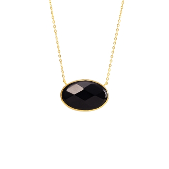 Necklace made from brass, goldplated, onyx