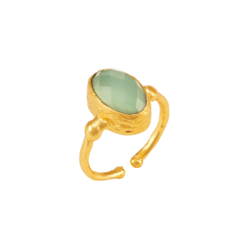 Ring made from brass, goldplated, aqua Chalcedony