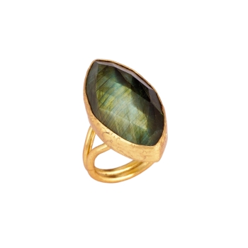 Ring made from brass, goldplated, Labradorite