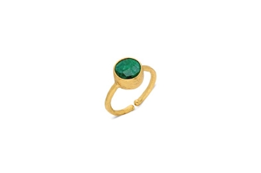 Ring aus Messing, vergoldet, Smaragd