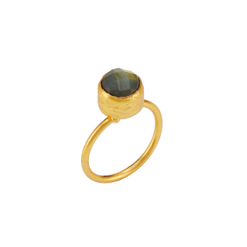 Ring aus Messing, vergoldet, Labradorit