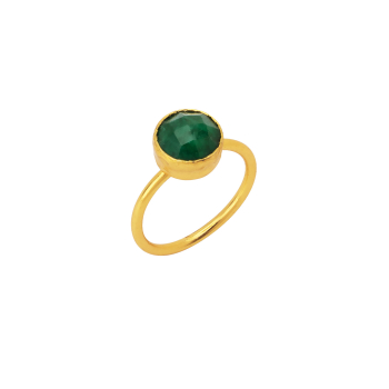 Ring aus Messing, vergoldet, Smaragd