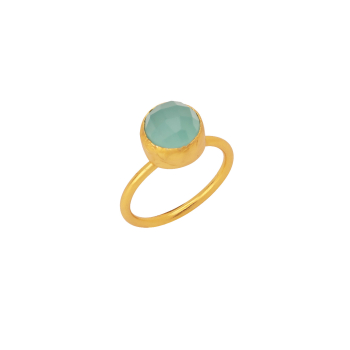 Ring aus Messing, vergoldet, Aquachalcedon