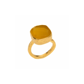 Ring made from brass, goldplated, honey Agate