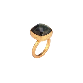 Ring made from brass, goldplated, Labradorite