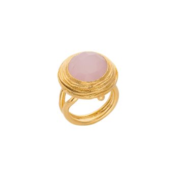 Ring made from brass, goldplated, Rosequartz