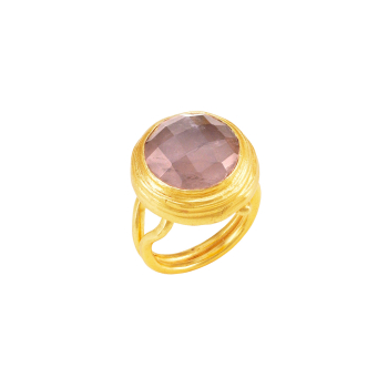Ring aus Messing vergoldet, heller Rosenquarz