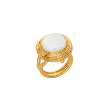 Ring aus Messing vergoldet, Perlmutt