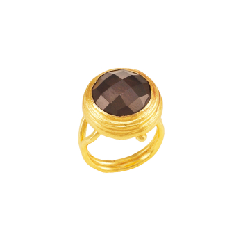 Ring aus Messing vergoldet, Rauchquarz