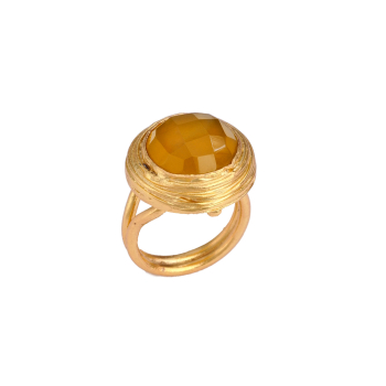 Ring aus Messing vergoldet, Honig Achat