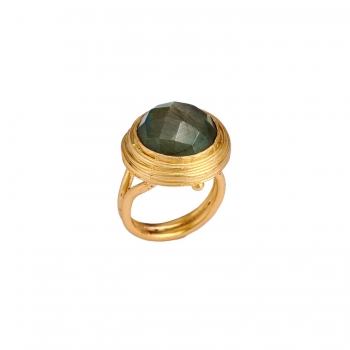Ring made from brass, goldplated, Labradorite