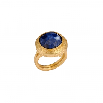 Ring made from brass, goldplated, Lapislazuli
