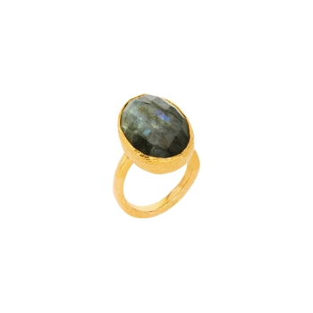 Ring made from brass, goldplated, Labradorite