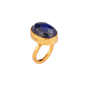 Ring aus Messing vergoldet, Lapislazuli