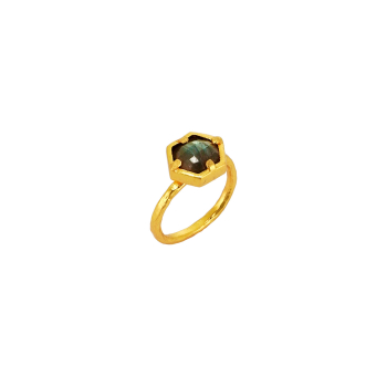 Ring made from brass, goldplated, Labradorite