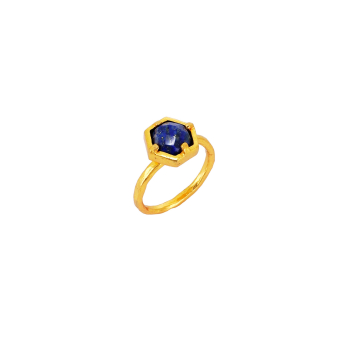 Ring aus Messing, vergoldet mit Lapislazuli