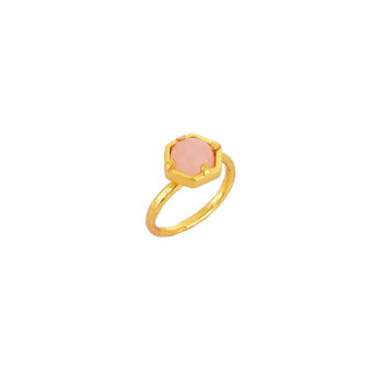 Ring aus Messing, vergoldet mit Rosenquarz