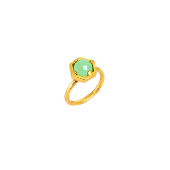 Ring aus Messing, vergoldet mit Aquachalcedon