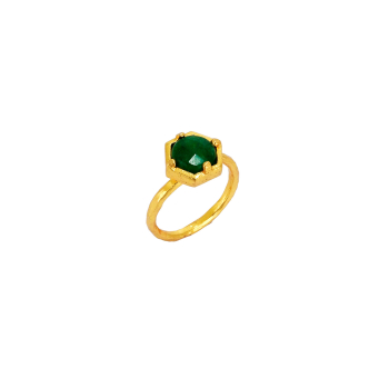 Ring aus Messing, vergoldet mit grüner Jade