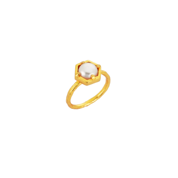 Ring made from brass, goldplated, pearl