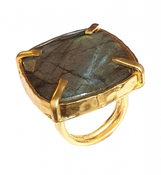 Ring made from brass, goldplated, Labradorite