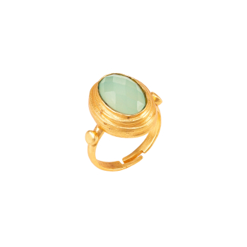 Ring made from brass, goldplated, aqua Chalcedony