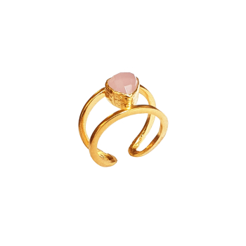 Ring made from brass, goldplated, Rosequartz