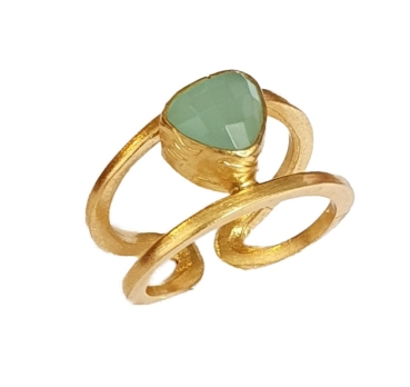 Ring aus Messing vergoldet, Aquachalcedon