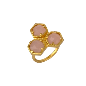 Ring aus Messing vergoldet, Rosenquarz