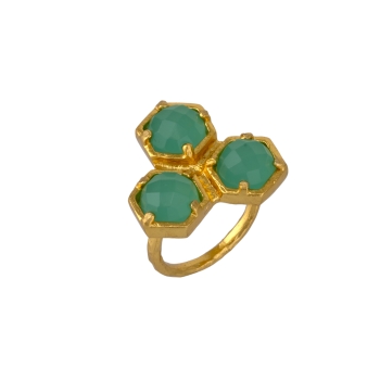 Ring aus Messing vergoldet, Aquachalcedon