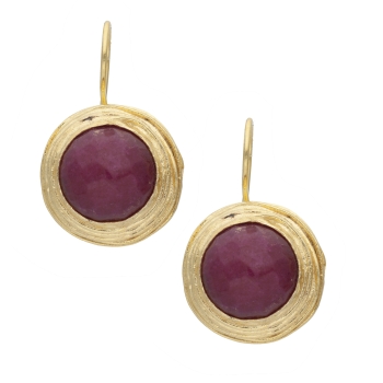 Ohrring aus Messing vergoldet, rote Jade, clip
