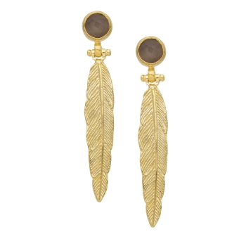 Earring made from brass, goldplated, dusty pink Cateye