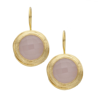 Earring made from brass, goldplated, Rosequartz