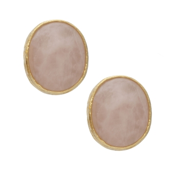 Earring made from brass, goldplated, Rosequartz