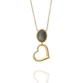Kette aus Messing, vergoldet, Labradorit